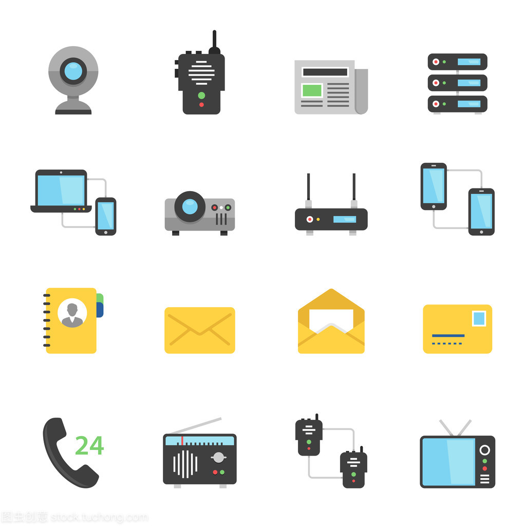 顏色圖標(biāo)集 通信設(shè)備與通訊設(shè)備的視覺設(shè)計(jì)